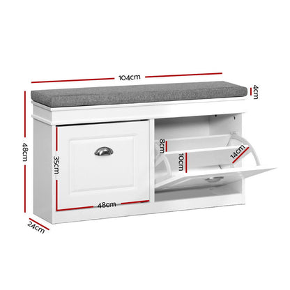 Artiss Shoe Rack Cabinet Bench 8 Pairs White - Cosy Abode