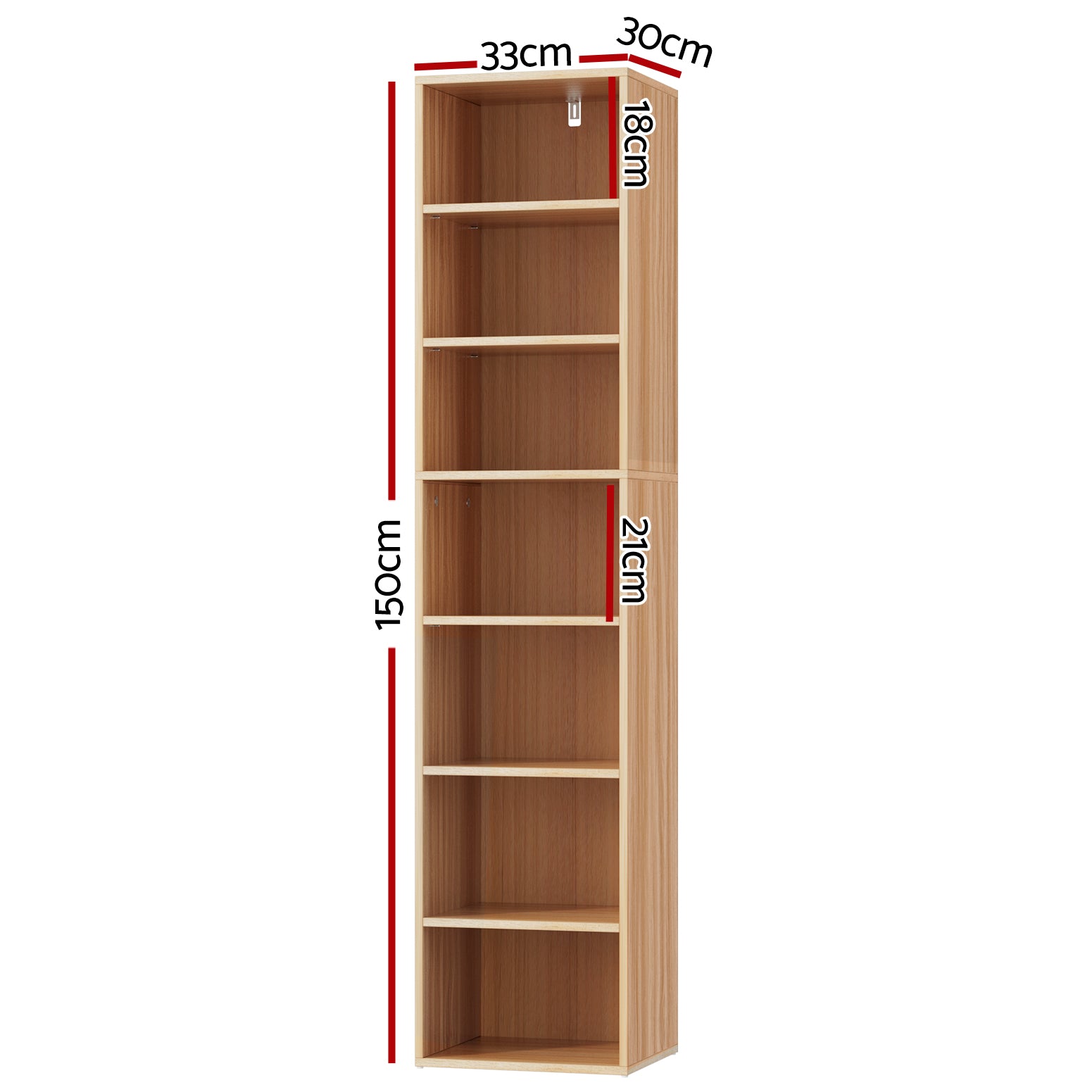 Artiss Bookshelf 7 Tiers MILO Pine - Cosy Abode