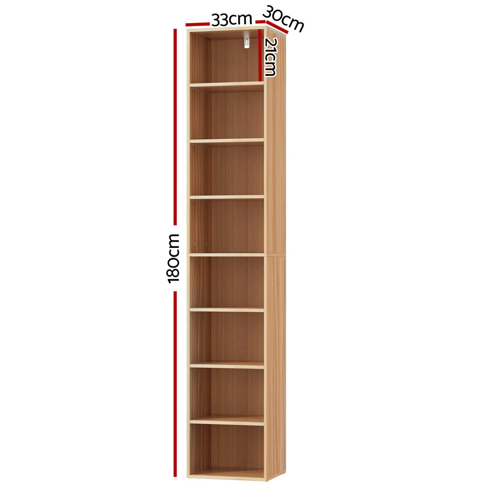 Artiss Bookshelf 8 Tiers MILO Pine - Cosy Abode