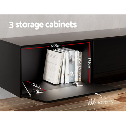 Artiss Floating Entertainment Unit TV Cabinet High Glossy Black 3 Cabinets 200CM - Cosy Abode