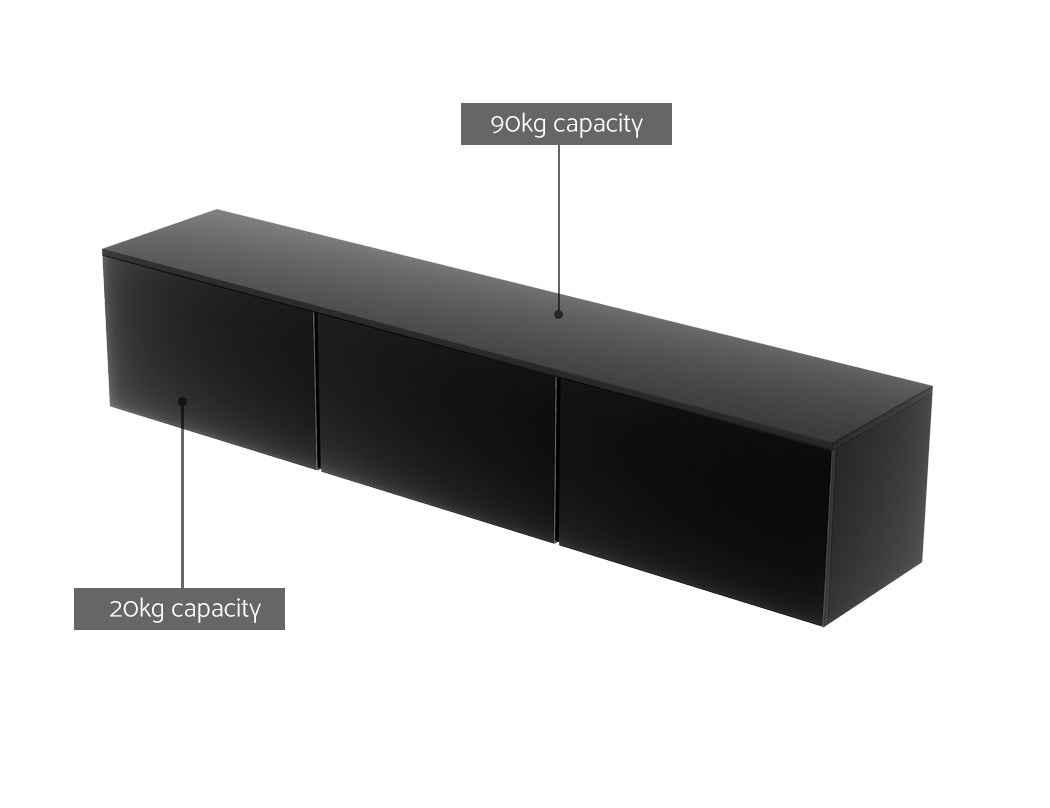 Artiss Floating Entertainment Unit TV Cabinet High Glossy Black 3 Cabinets 200CM - Cosy Abode