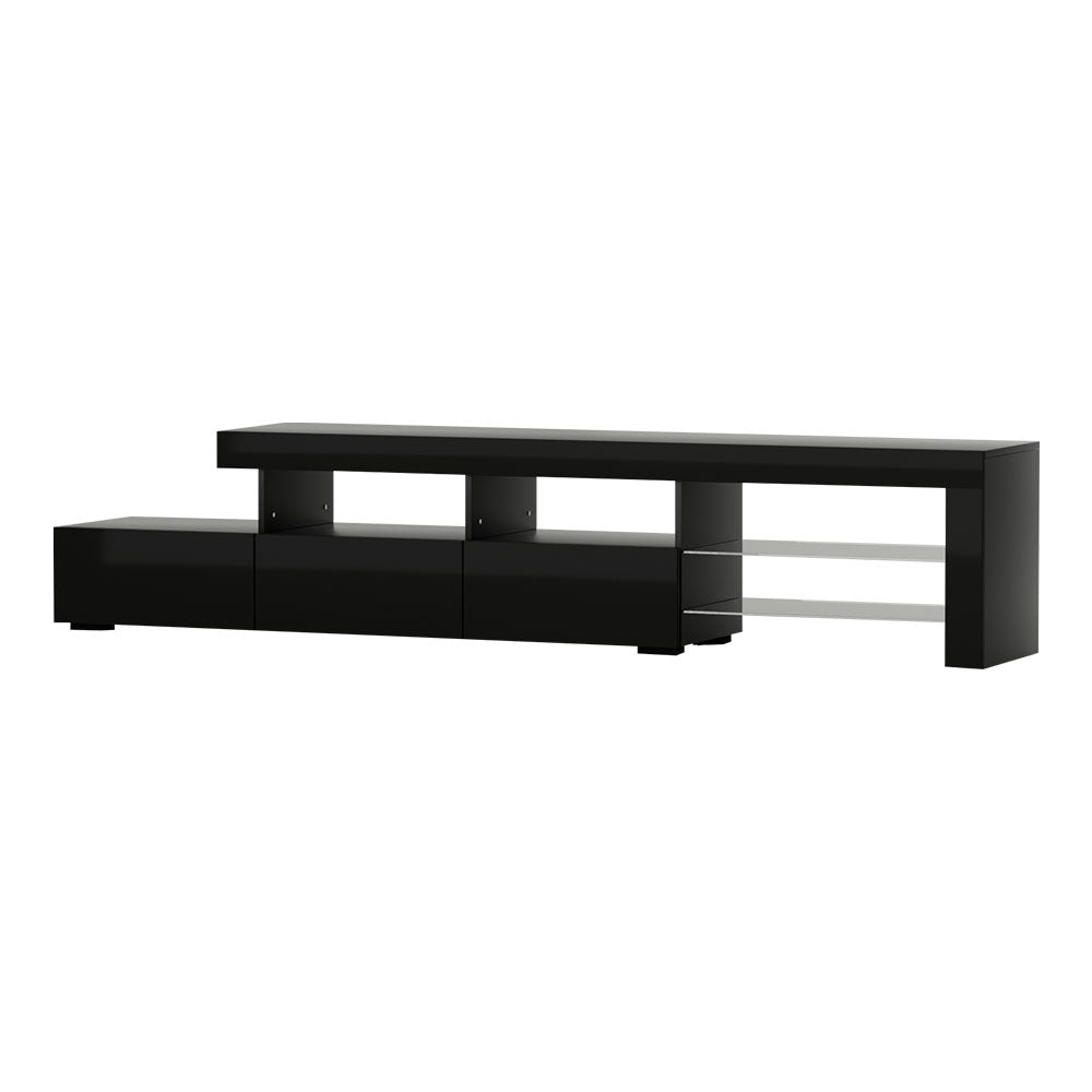 Artiss Entertainment Unit TV Cabinet LED 215cm Black Caya - Cosy Abode