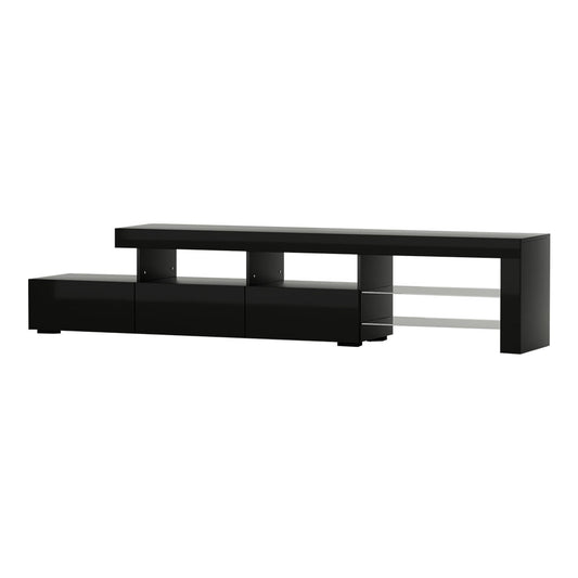 Artiss Entertainment Unit TV Cabinet LED 215cm Black Caya - Cosy Abode