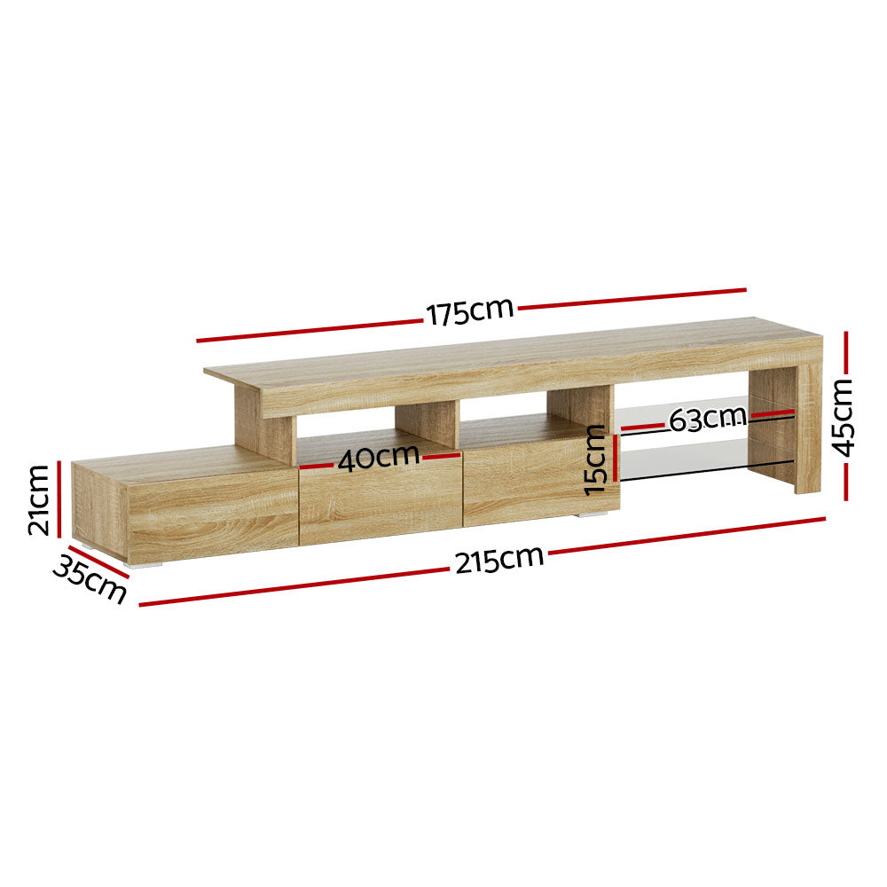 Artiss Entertainment Unit TV Cabinet LED 215cm Pine Caya - Cosy Abode