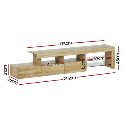 Artiss Entertainment Unit TV Cabinet LED 215cm Pine Caya - Cosy Abode