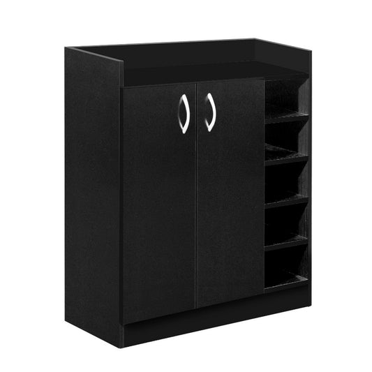 Artiss Shoe Rack Cabinet 21 Pairs Adjustable Shelves Black Clair - Cosy Abode