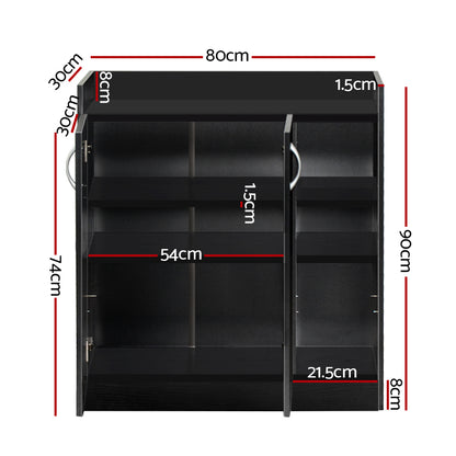 Artiss Shoe Rack Cabinet 21 Pairs Adjustable Shelves Black Clair - Cosy Abode