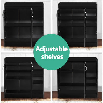 Artiss Shoe Rack Cabinet 21 Pairs Adjustable Shelves Black Clair - Cosy Abode