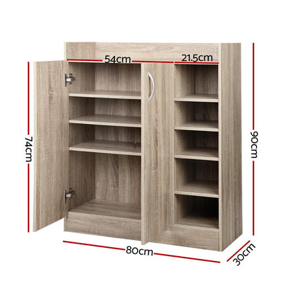 Artiss Shoe Rack Cabinet 21 Pairs Adjustable Shelves Pine Clair - Cosy Abode