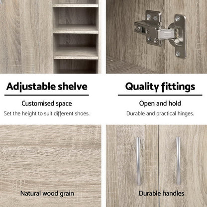 Artiss Shoe Rack Cabinet 21 Pairs Adjustable Shelves Pine Clair - Cosy Abode