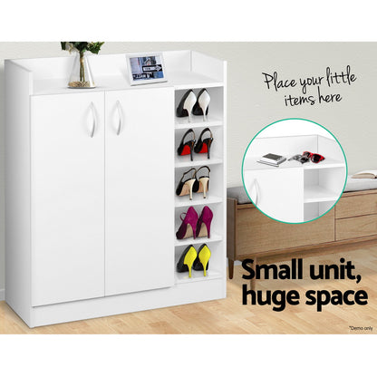 Artiss Shoe Rack Cabinet 21 Pairs Adjustable Shelves White Clair - Cosy Abode