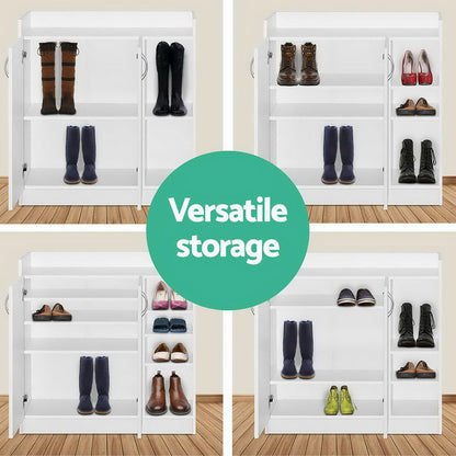 Artiss Shoe Rack Cabinet 21 Pairs Adjustable Shelves White Clair - Cosy Abode