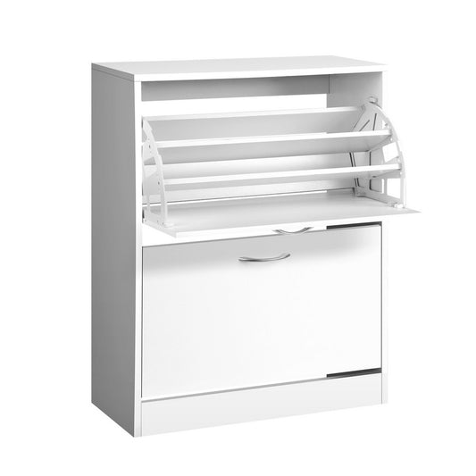 Artiss Shoe Rack Cabinet 24 Pairs Adjustable Shelves White Iris - Cosy Abode