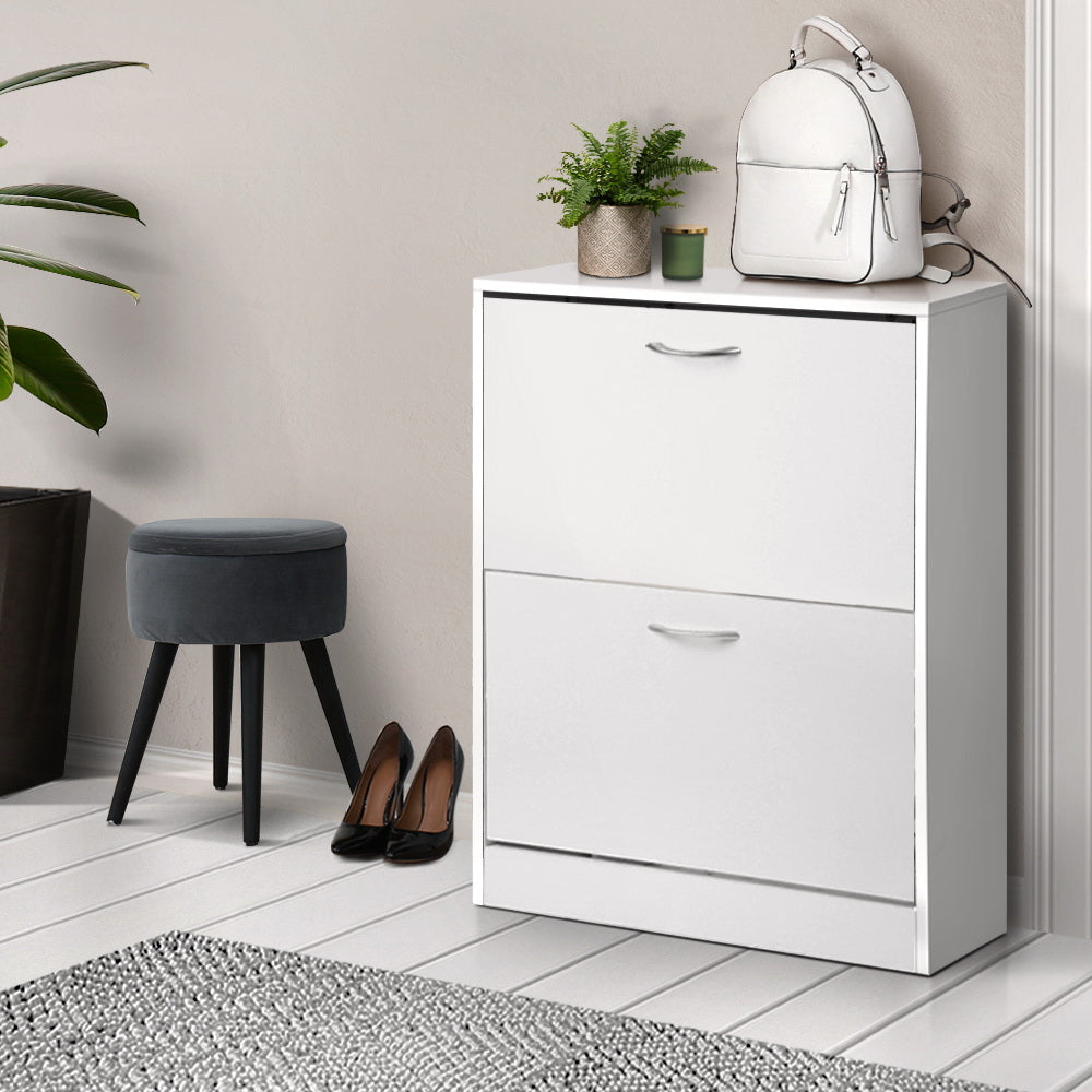 Artiss Shoe Rack Cabinet 24 Pairs Adjustable Shelves White Iris - Cosy Abode