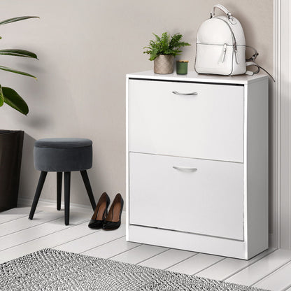 Artiss Shoe Rack Cabinet 24 Pairs Adjustable Shelves White Iris - Cosy Abode