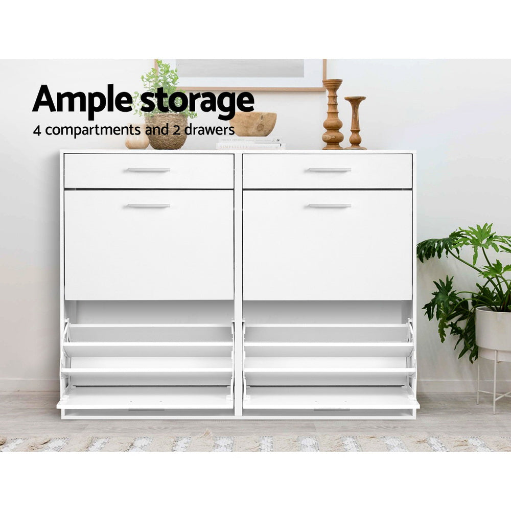 Artiss Shoe Rack Cabinet 36 Pairs Adjustable Shelves White Sara - Cosy Abode