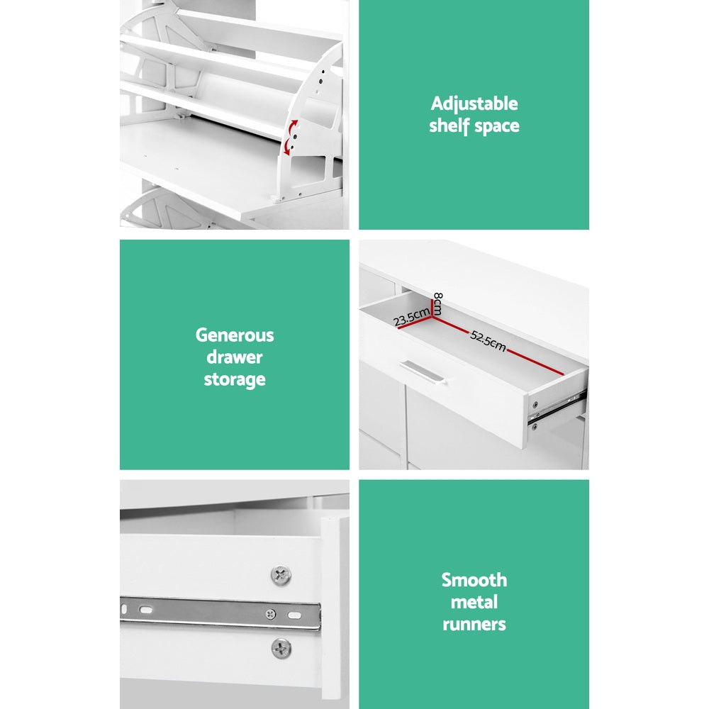 Artiss Shoe Rack Cabinet 36 Pairs Adjustable Shelves White Sara - Cosy Abode