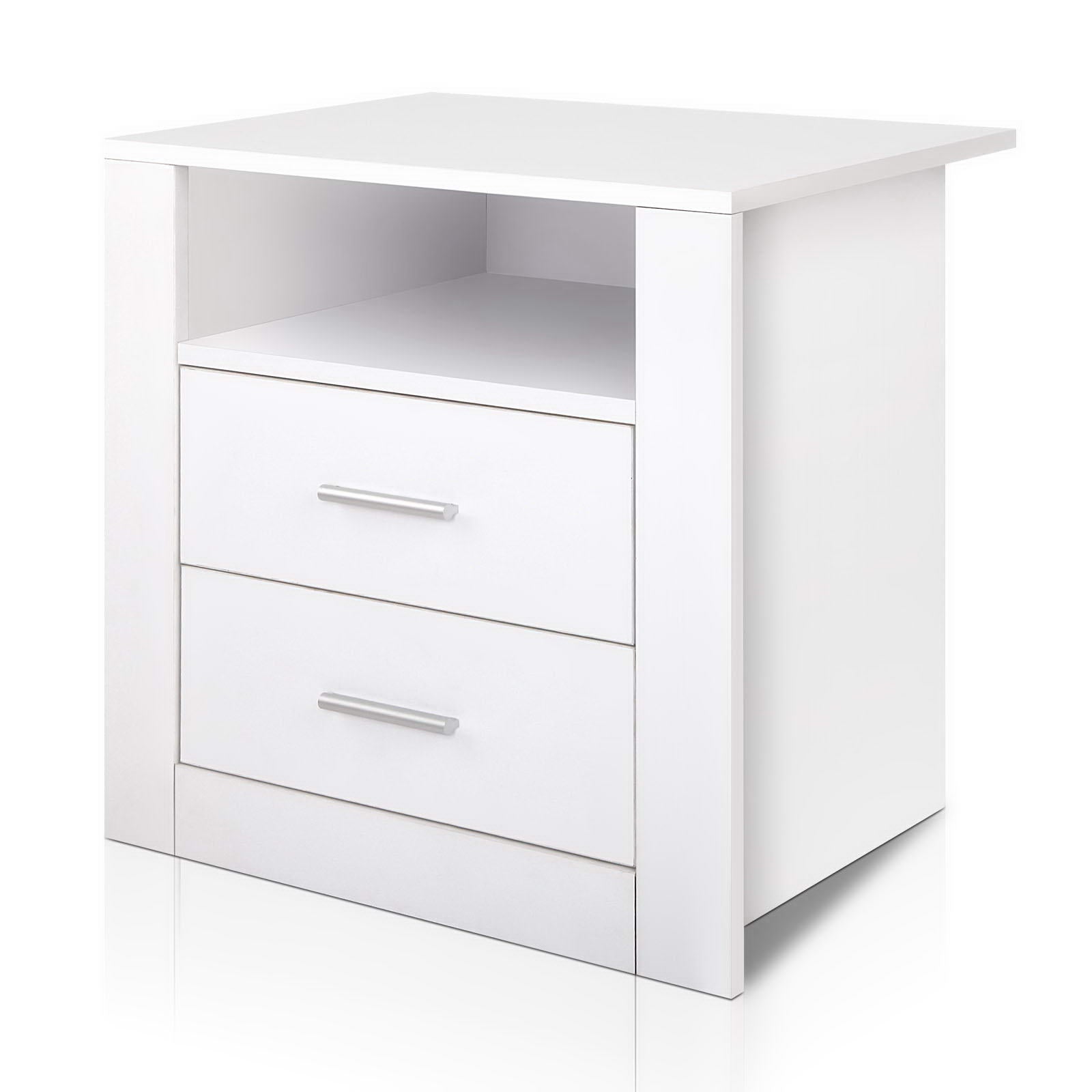 Artiss Bedside Table 2 Drawers with Shelf - TARA White - Cosy Abode