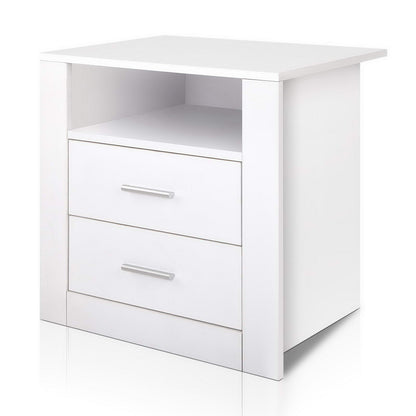 Artiss Bedside Table 2 Drawers with Shelf - TARA White - Cosy Abode