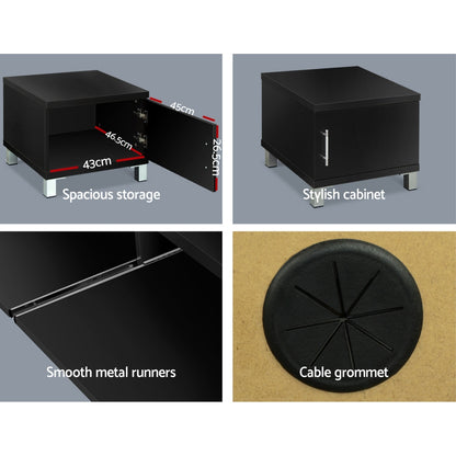 Artiss TV Cabinet Entertainment Unit 190cm Black Danson - Cosy Abode