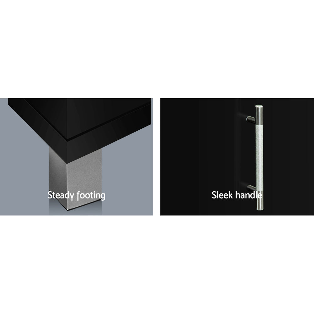 Artiss TV Cabinet Entertainment Unit 190cm Black Danson - Cosy Abode