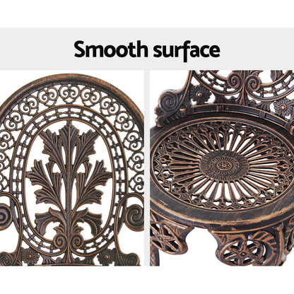 Gardeon 3PC Patio Furniture Outdoor Bistro Set Dining Chairs Aluminium Bronze - Cosy Abode