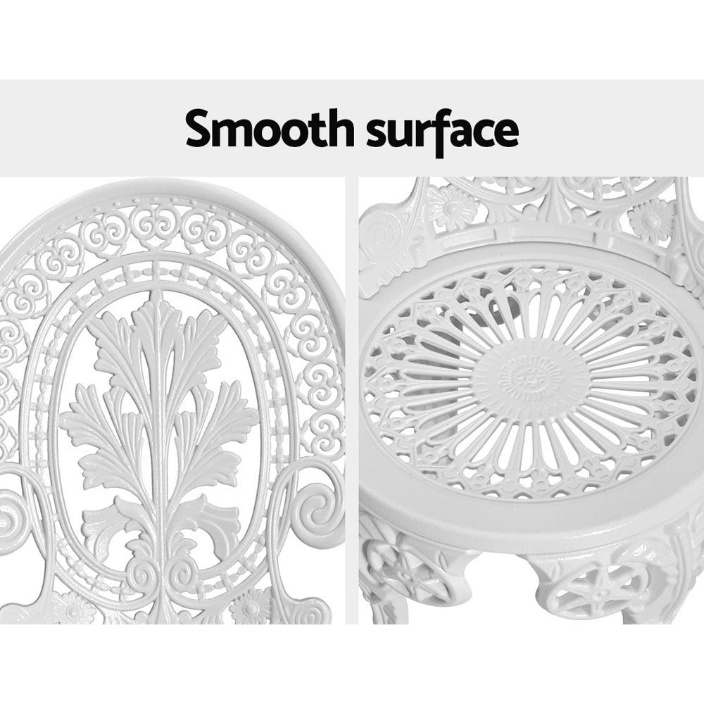 Gardeon 3PC Patio Furniture Outdoor Bistro Set Dining Chairs Aluminium White - Cosy Abode