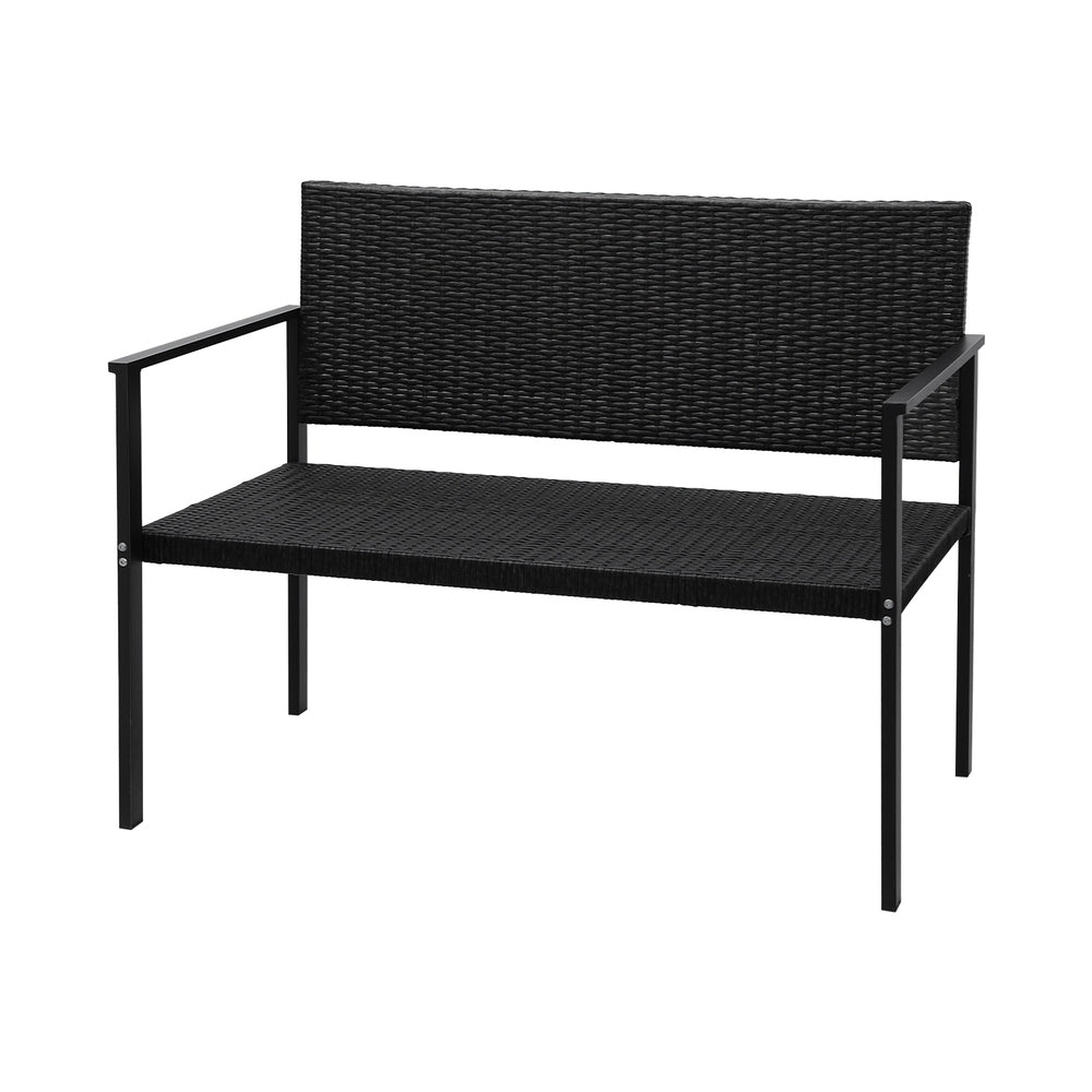 Gardeon Outdoor Garden Bench Seat Rattan - Black - Cosy Abode