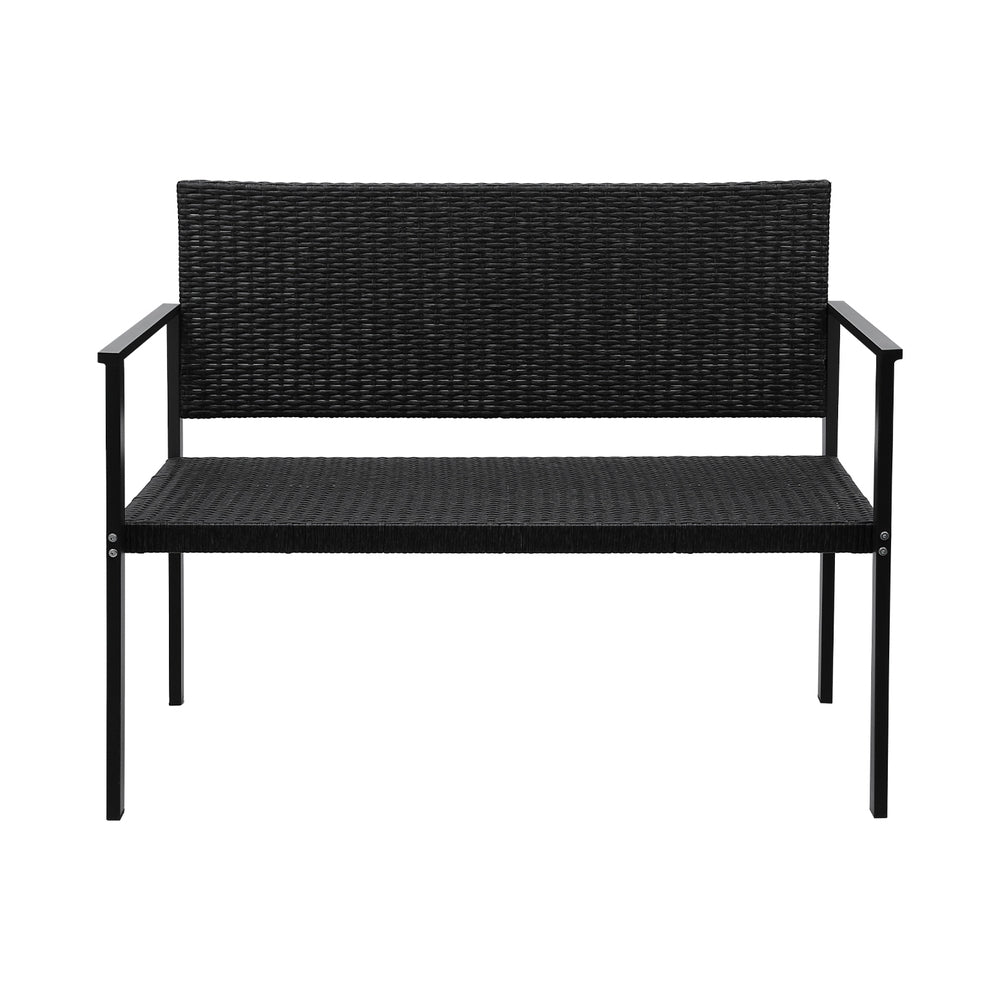 Gardeon Outdoor Garden Bench Seat Rattan - Black - Cosy Abode