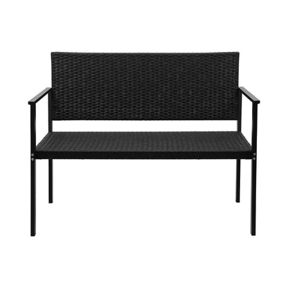 Gardeon Outdoor Garden Bench Seat Rattan - Black - Cosy Abode
