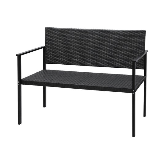 Gardeon Outdoor Garden Bench Seat Rattan- Grey - Cosy Abode