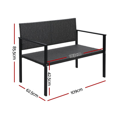 Gardeon Outdoor Garden Bench Seat Rattan- Grey - Cosy Abode