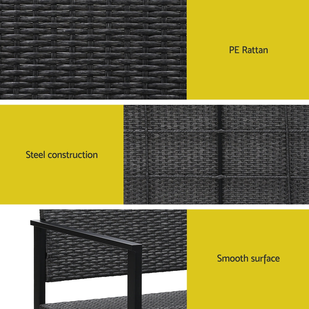 Gardeon Outdoor Garden Bench Seat Rattan- Grey - Cosy Abode