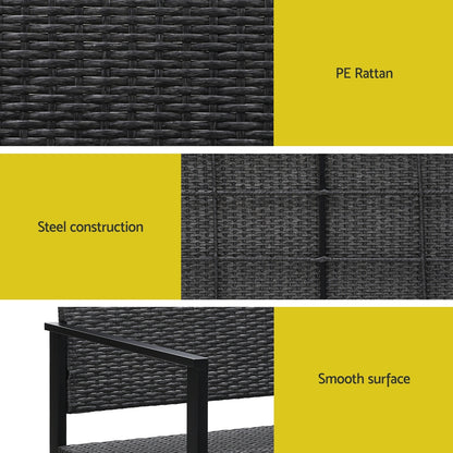 Gardeon Outdoor Garden Bench Seat Rattan- Grey - Cosy Abode