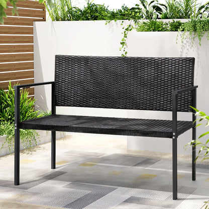 Gardeon Outdoor Garden Bench Seat Rattan- Grey - Cosy Abode