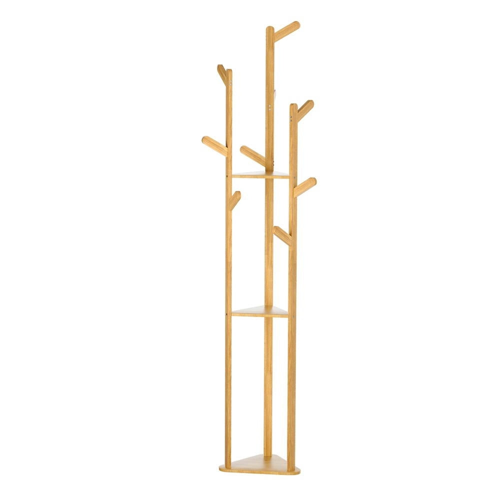 Artiss Clothes Rack Coat Stand 9 Hooks Tree Shelf Bamboo - Cosy Abode
