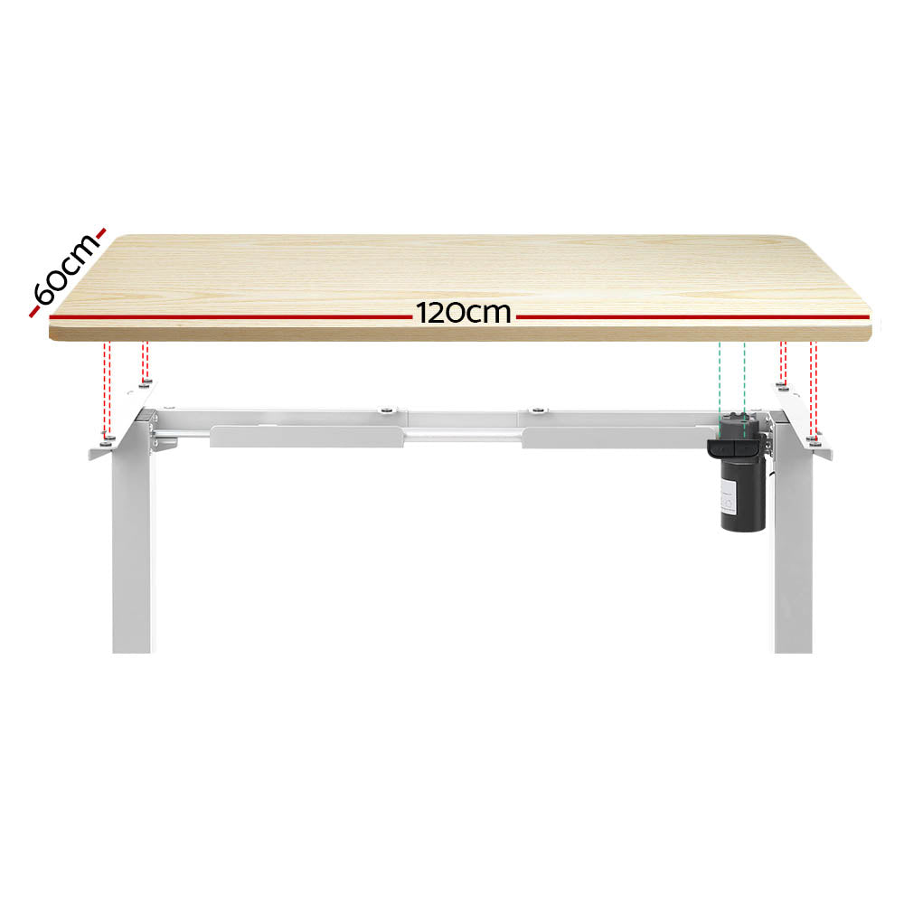 Artiss Standing Desk Motorised Sit Stand Desks White Oak 120CM - Cosy Abode