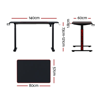 Artiss Standing Desk Motorised Gaming Desks Black 140CM - Cosy Abode