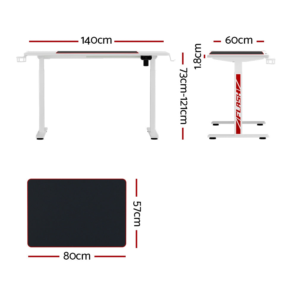 Artiss Standing Desk Motorised Gaming Desks White 140CM - Cosy Abode