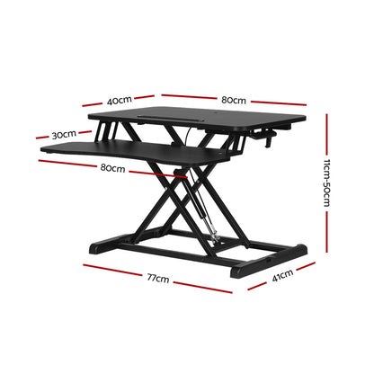 Artiss Standing Desk Riser Height Adjustable Black 80CM - Cosy Abode