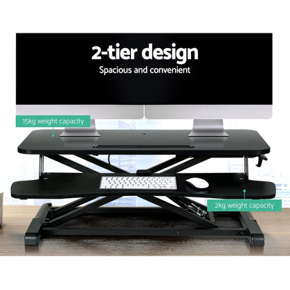 Artiss Standing Desk Riser Height Adjustable Black 80CM - Cosy Abode