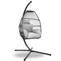 Gardeon Wicker Outdoor Furniture Egg Swing with Cushion & Pod Stand - Grey - Cosy Abode