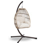 Gardeon Wicker Outdoor Furniture Egg Swing with Cushion & Pod Stand - Latte - Cosy Abode