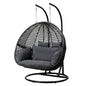 Gardeon Wicker Outdoor 2 Person Egg Swing Chair with Cushions & Pod - Grey - Cosy Abode
