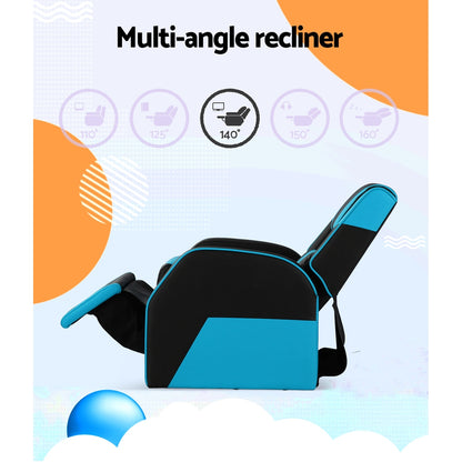 Keezi Kids Recliner Chair PU Leather Gaming Sofa Lounge Couch Children Armchair - Cosy Abode