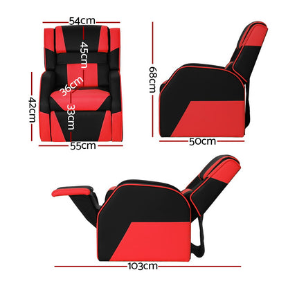 Keezi Kids Recliner Chair PU Leather Gaming Sofa Lounge Couch Children Armchair - Cosy Abode