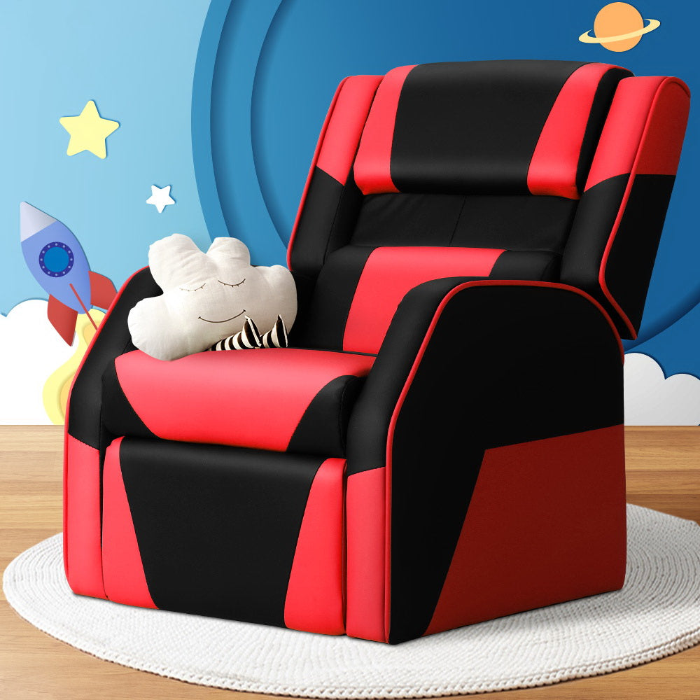 Keezi Kids Recliner Chair PU Leather Gaming Sofa Lounge Couch Children Armchair - Cosy Abode