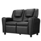 Keezi Kids Recliner Chair Double PU Leather Sofa Lounge Couch Armchair Black - Cosy Abode