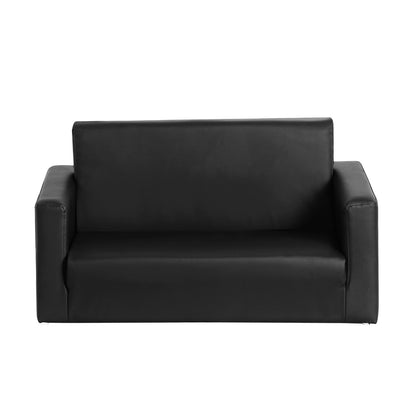 Keezi Kids Sofa 2 Seater Children Flip Open Couch PU Leather Armchair Black - Cosy Abode