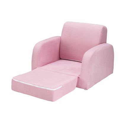 Keezi Kids Sofa 2 Seater Children Flip Open Couch Lounger Armchair Soft Pink - Cosy Abode